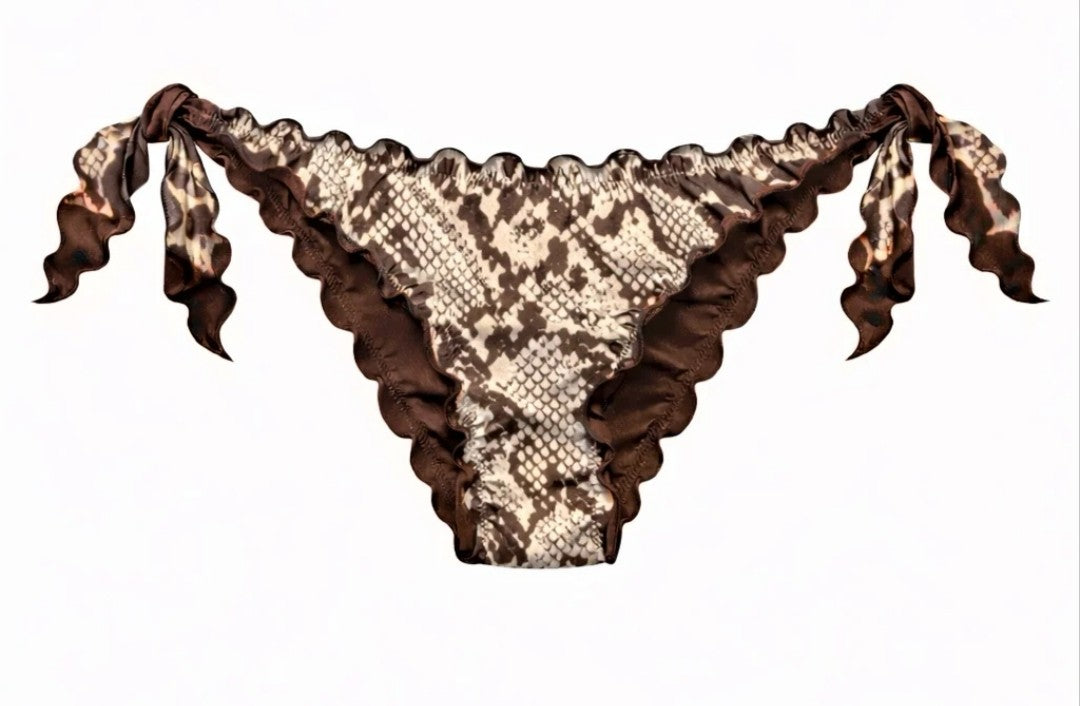 SLIP CON LACCI PITONE CIOCCOLATO Milano Bikini